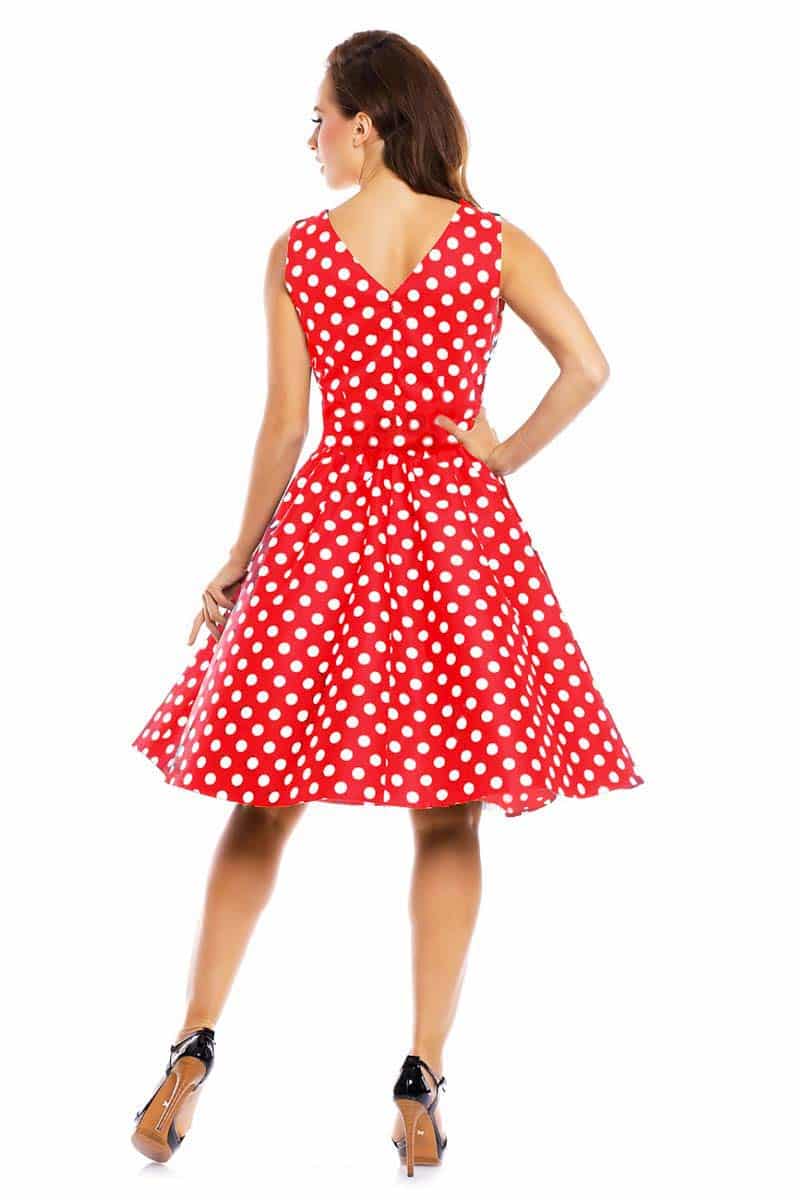 Vintage Pin Up 50s Polka Dot φόρεμα May Red