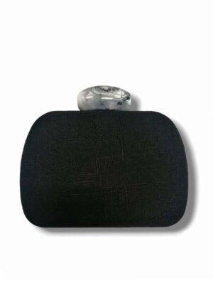 chic λινό τσαντάκι clutch marble linen black