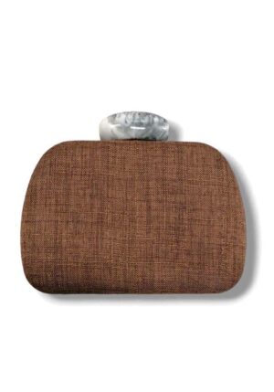 chic λινό τσαντάκι clutch marble linen brown