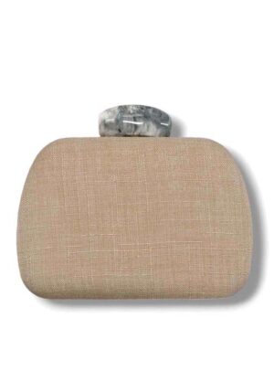 chic λινό τσαντάκι clutch marble linen sand