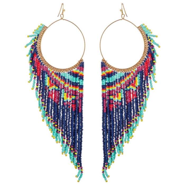 bohemian οβάλ σκουλαρίκια beads Mallorca