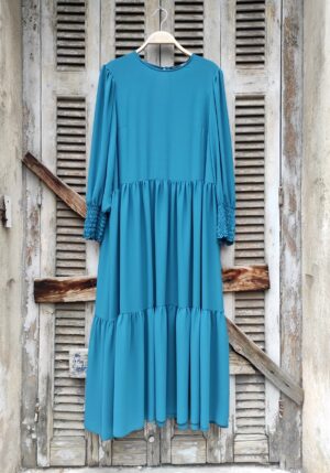 blogger bohemian luxe φόρεμα σε πετρόλ