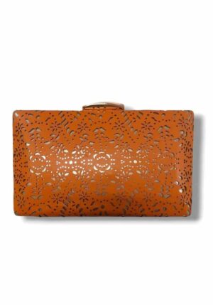 lazer cut clutch δερματίνη Sherry brown