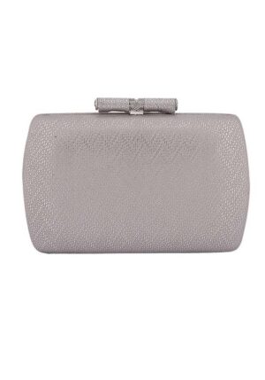 μεταλλικό ανάγλυφο clutch σε ασημί