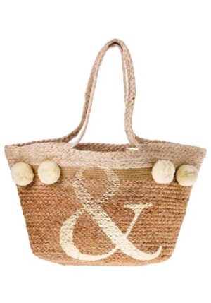 summer essential ψάθινη τσάντα Pom Pom