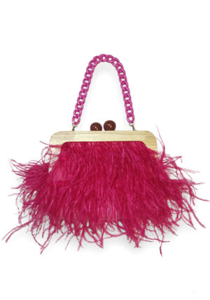 airy retro feather τσαντάκι σε φούξια