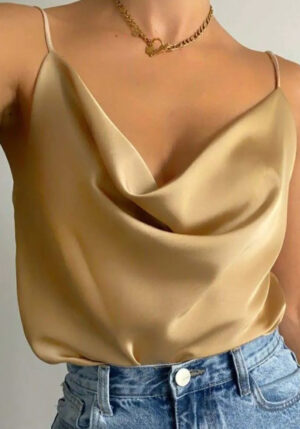 satin draped lingerie top Femina beige