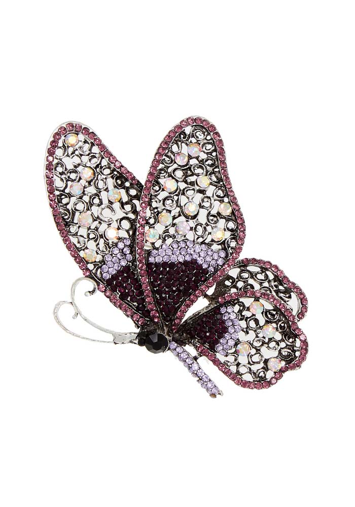 vintage καρφίτσα delicate butterfly μωβ