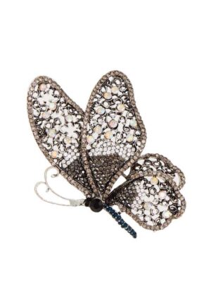 vintage καρφίτσα delicate butterfly ασημί γκρι