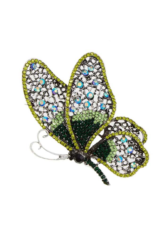 vintage καρφίτσα delicate butterfly πράσινο