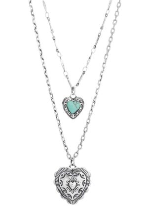 boho vintage κολιέ Chain & Hearts