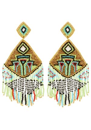 boho σκουλαρίκια Aztec σε πράσινο