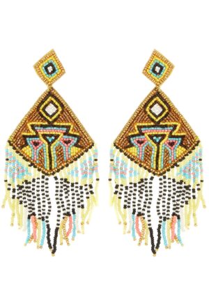 boho σκουλαρίκια Aztec σε κίτρινο