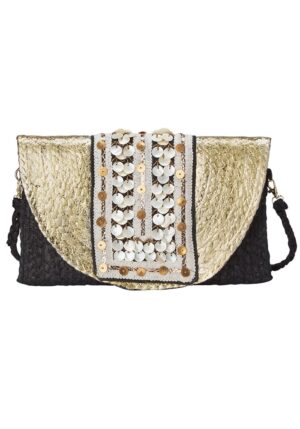 boho luxe φάκελος ψάθα gold