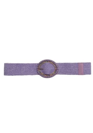 boho ψάθινη ζώνη Panama purple