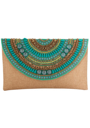 boho luxe χειροποίητη τσάντα Turquoise dream