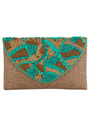 boho luxe χειροποίητη τσάντα turquoise