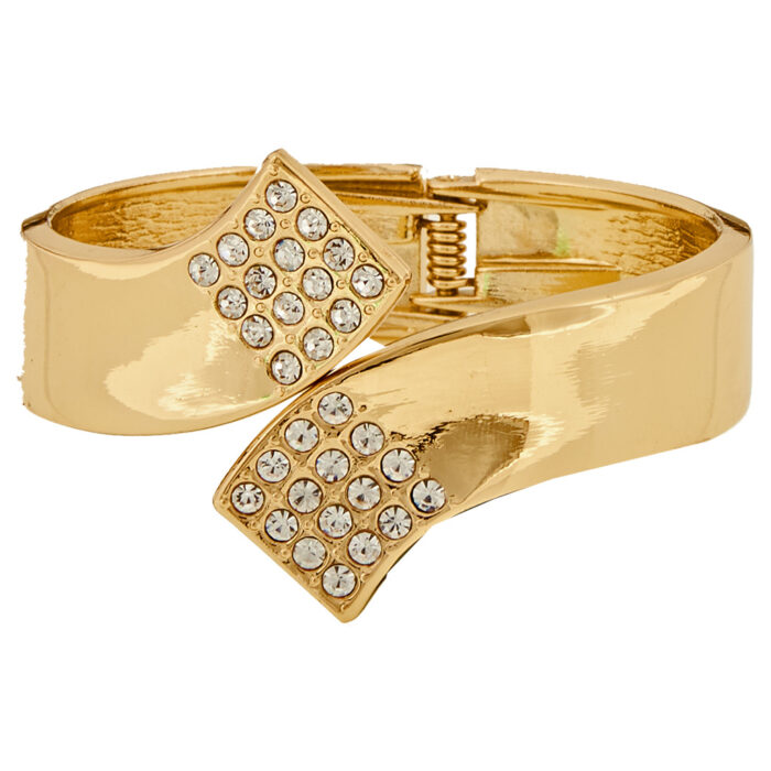 βραχιόλι μεταλλικό cuff strass Edge χρυσό