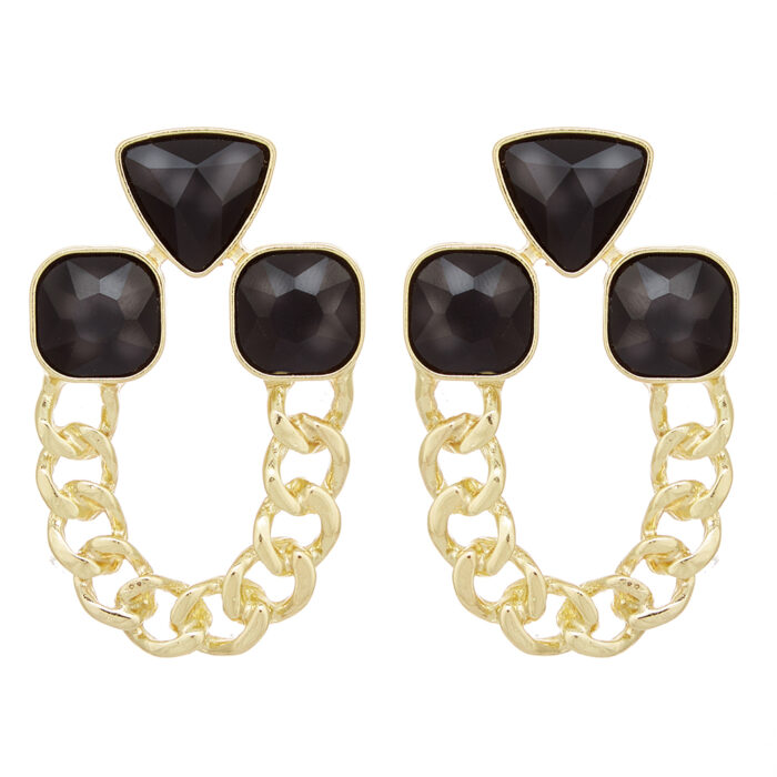 vintage σκουλαρίκια Stones and Chain μαύρο
