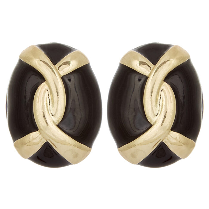 vintage σκουλαρίκια μεταλλικά oval Turtle