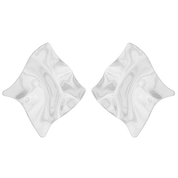 σκουλαρίκια μεταλλικά Rhombus silver