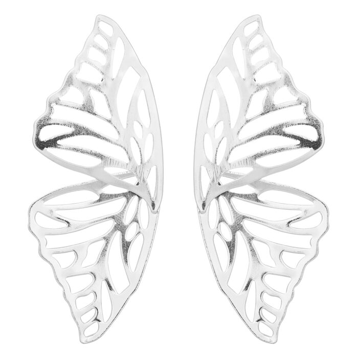 σκουλαρίκια μεταλλικά Butterfly ασημί