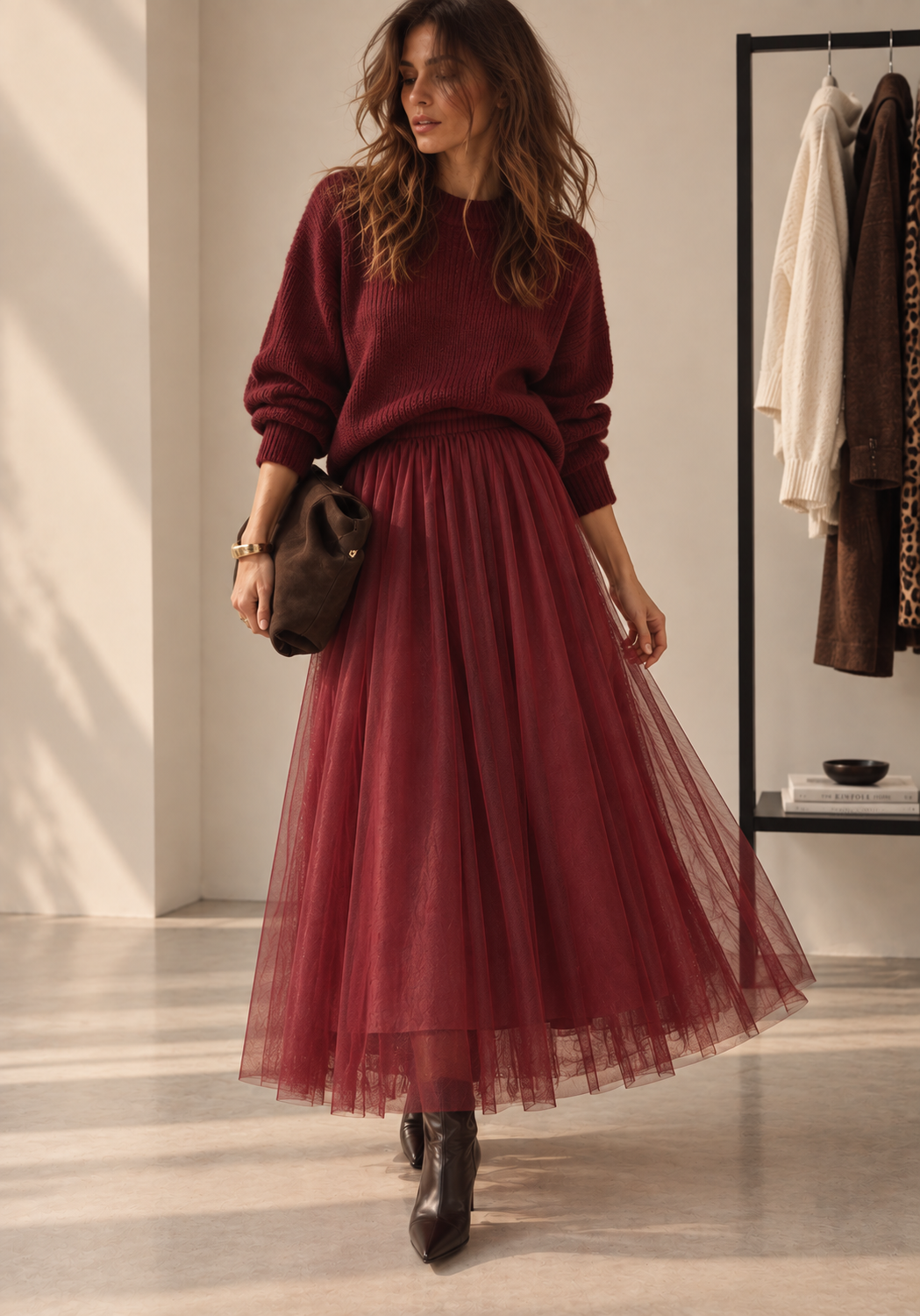 φούστα tutu τούλι Poeme μπορντώ cherry