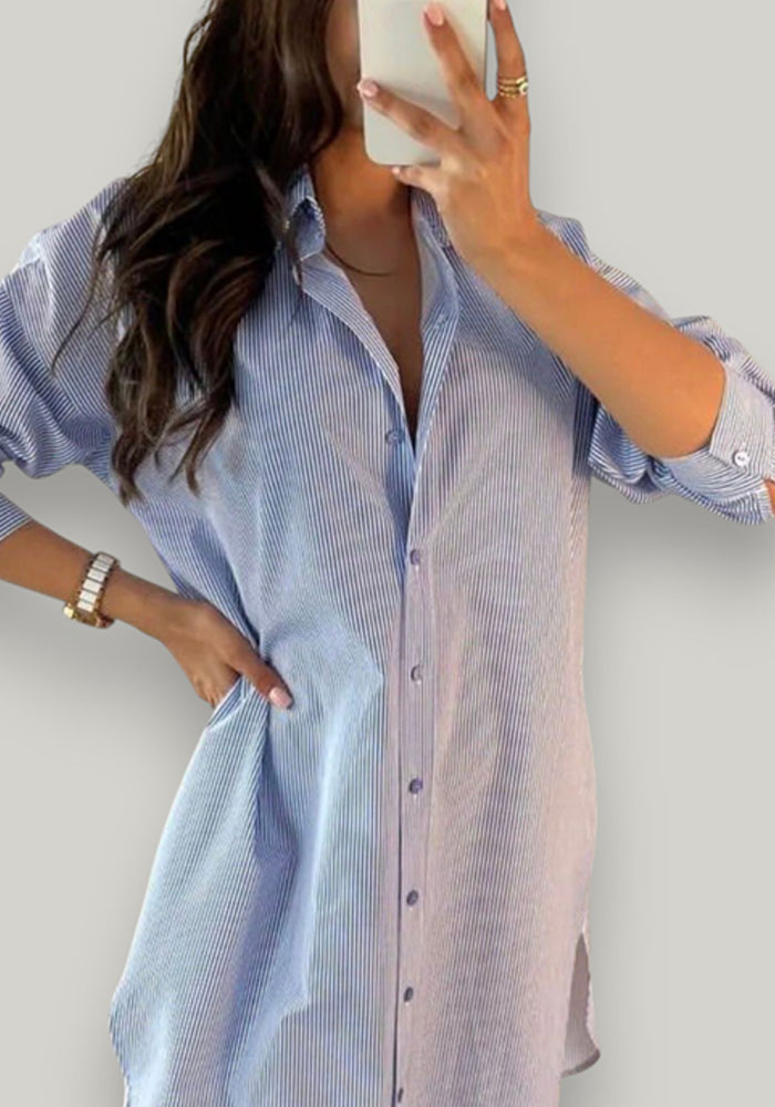 oversized ριγέ πουκάμισο Freya light blue φωτογραφία