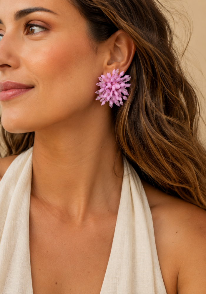 boho χειροποίητα σκουλαρίκια Coral μωβ