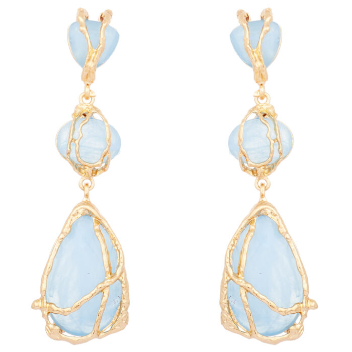 boho luxe σκουλαρίκια μέταλλο Resin γαλάζιο