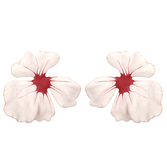 vintage σκουλαρίκια μεταλλικά Geranium λευκό