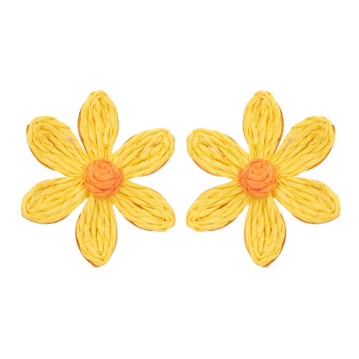 vintage σκουλαρίκια ψάθα Daisy κίτρινο