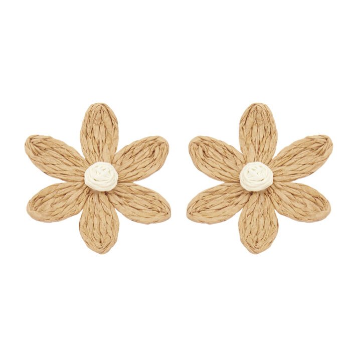 vintage σκουλαρίκια ψάθα Daisy μπεζ