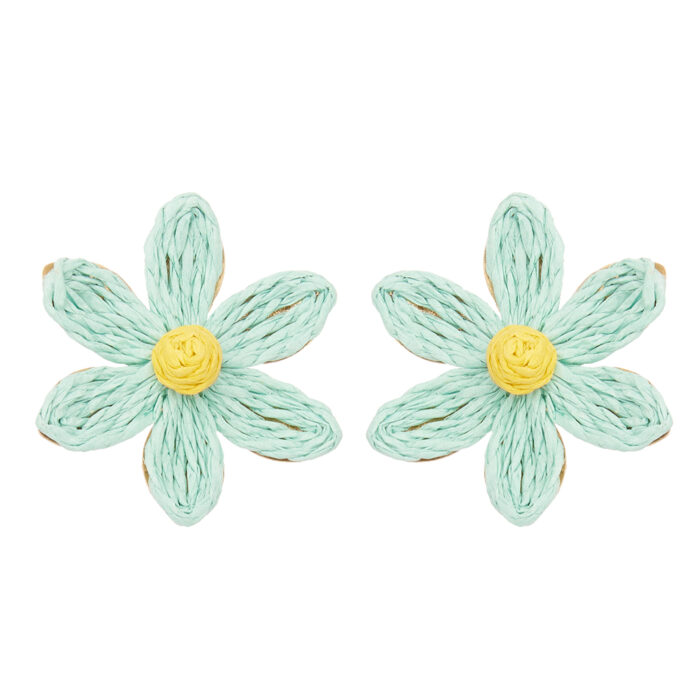 vintage σκουλαρίκια ψάθα Daisy σιέλ