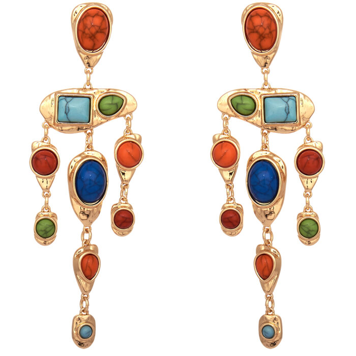 boho luxe σκουλαρίκια μεταλλικά με πέτρες Βaroque