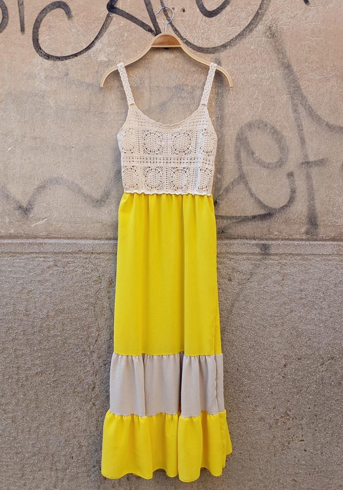bohemian καλοκαιρινό φόρεμα Malena κίτρινο