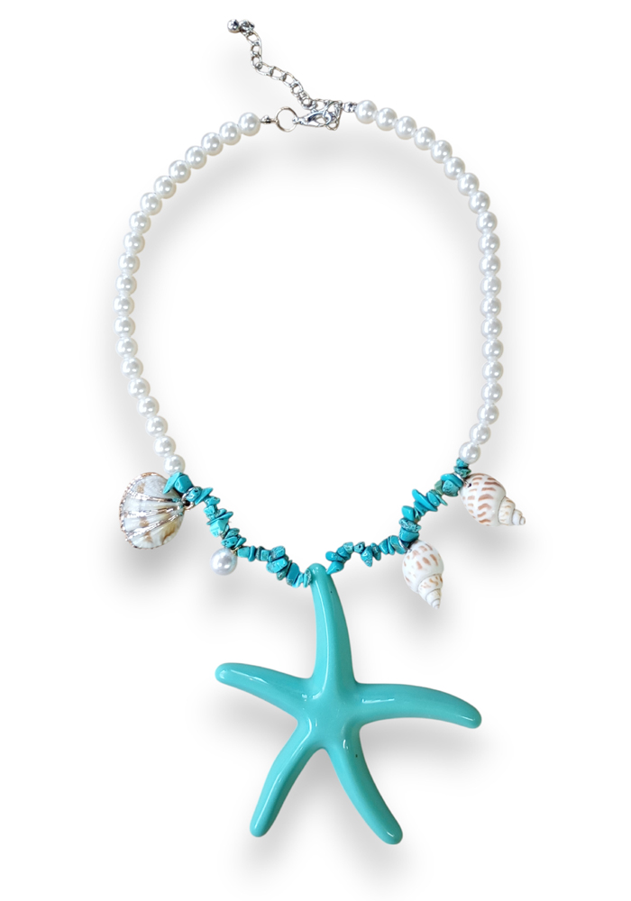 boho summer κολιέ Sea Star τιρκουάζ