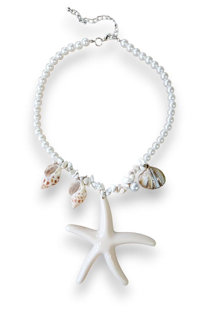 boho summer κολιέ Sea Star λευκό