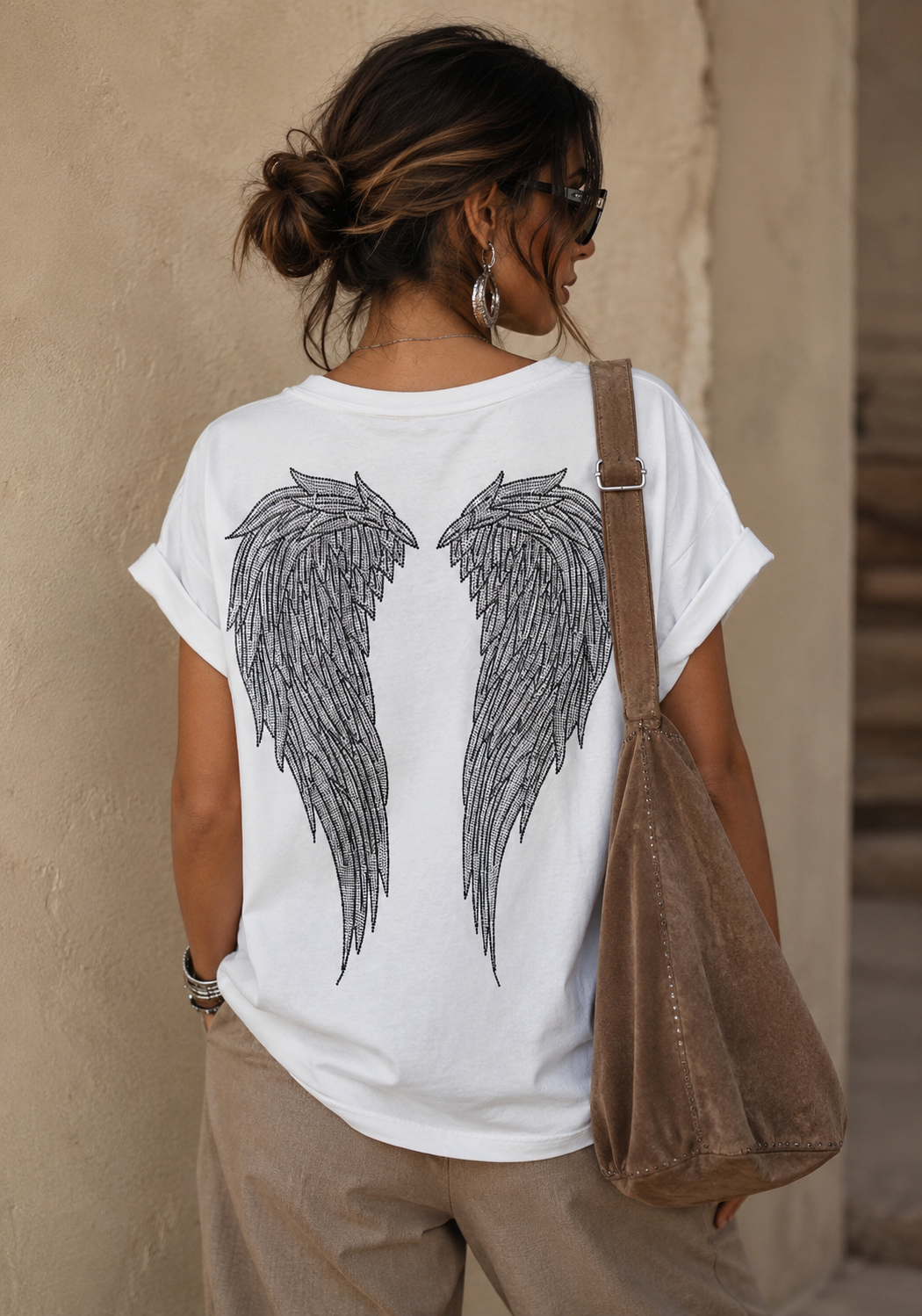 casual t-shirt Angel λευκό