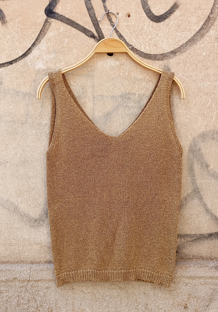 boho top πλεκτό lurex V Amanda bronze