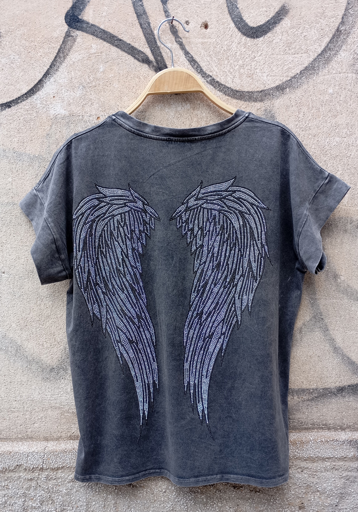 casual t-shirt Angel ανθρακί