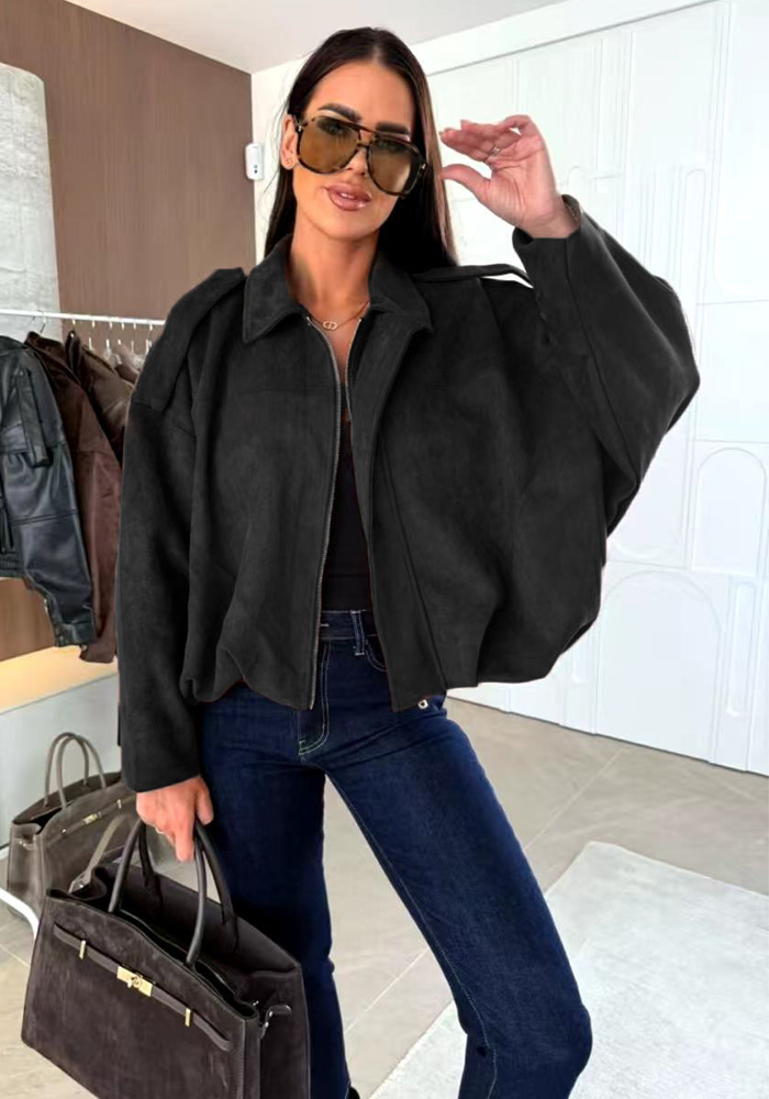 suede oversized πανωφόρι Northern μαύρο