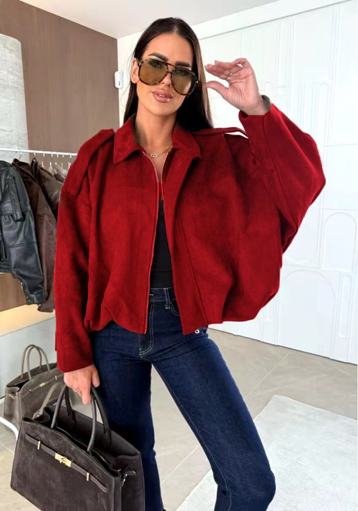 suede oversized πανωφόρι Northern κόκκινο