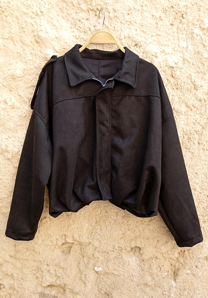 suede oversized πανωφόρι Northern μαύρο