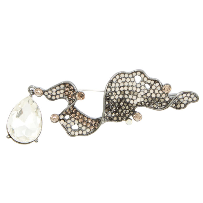 vintage καρφίτσα με πέτρα και strass flowy dog φιμέ