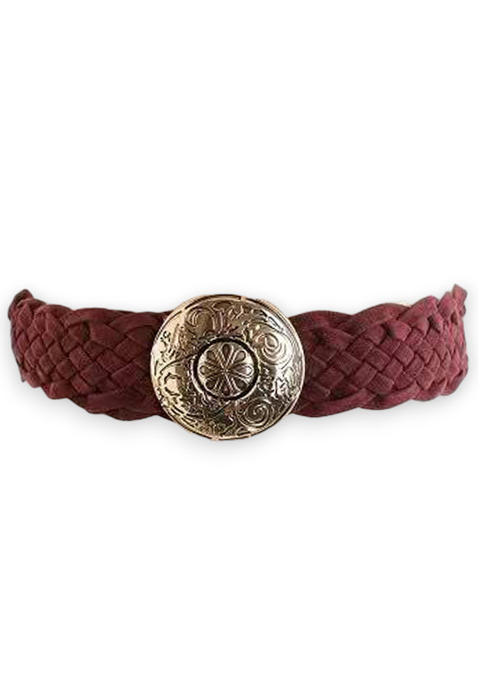 boho chic πλεκτή suede ζώνη Arkansas μπορντώ