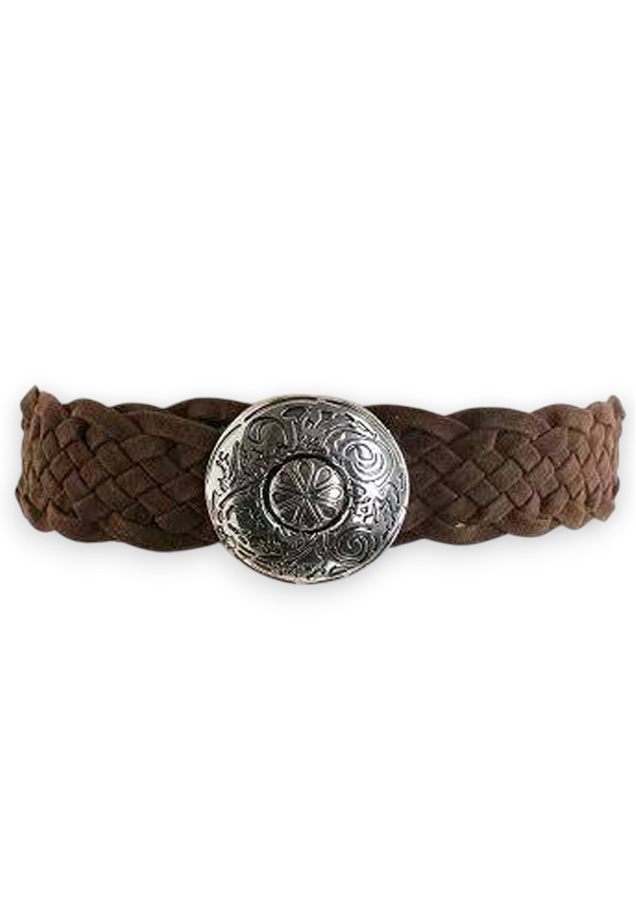 boho chic πλεκτή suede ζώνη Arkansas καφέ