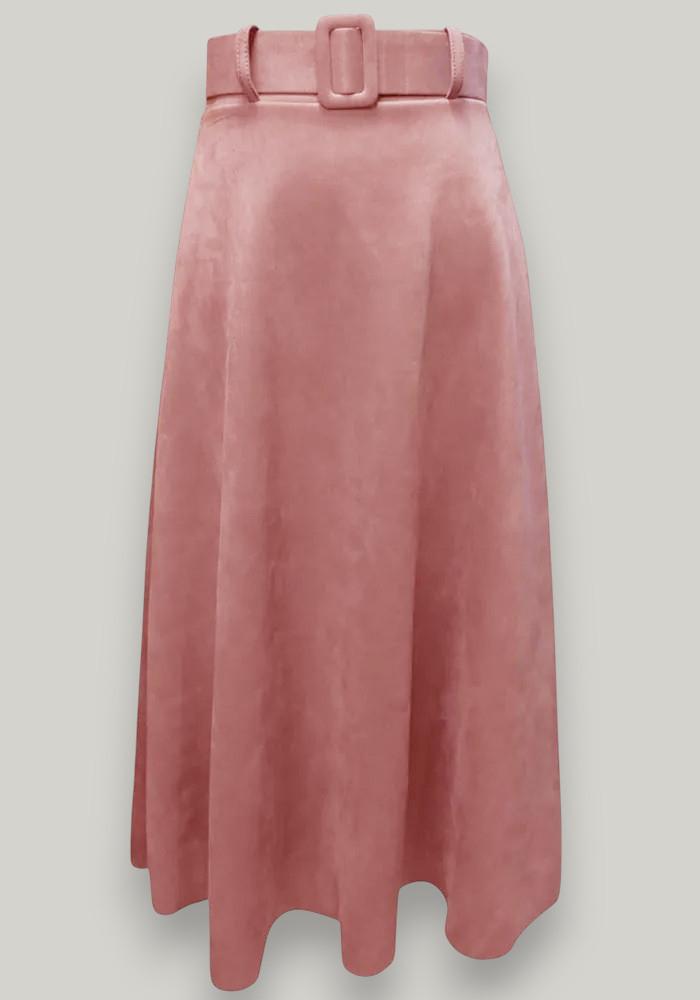 chic φούστα suede Betty ροζ