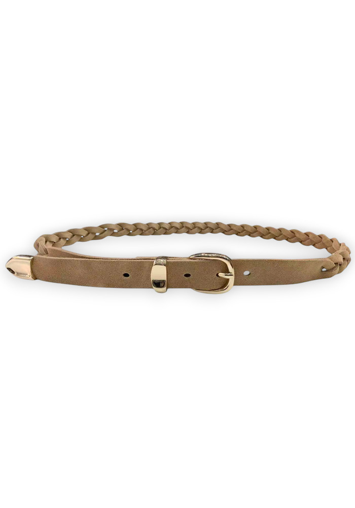 real suede leather boho πλεκτή ζώνη Camo μπεζ