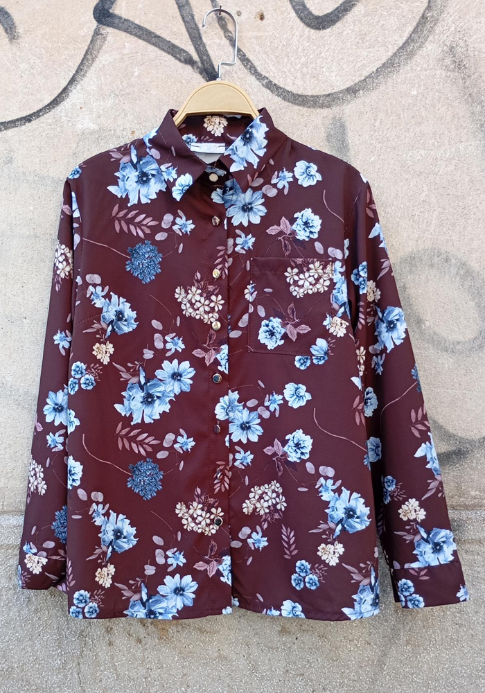 vintage floral πουκάμισο Carol καφέ